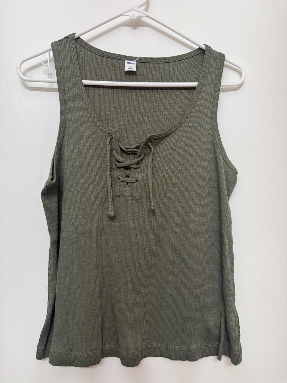 Old Navy Olive Ribbed Lace-Up Tank